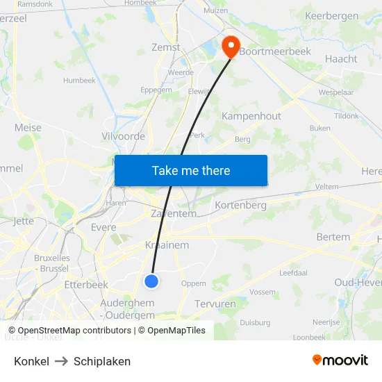 Konkel to Schiplaken map