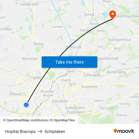 Hopital Bracops to Schiplaken map