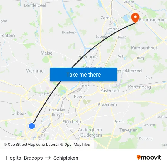 Hopital Bracops to Schiplaken map