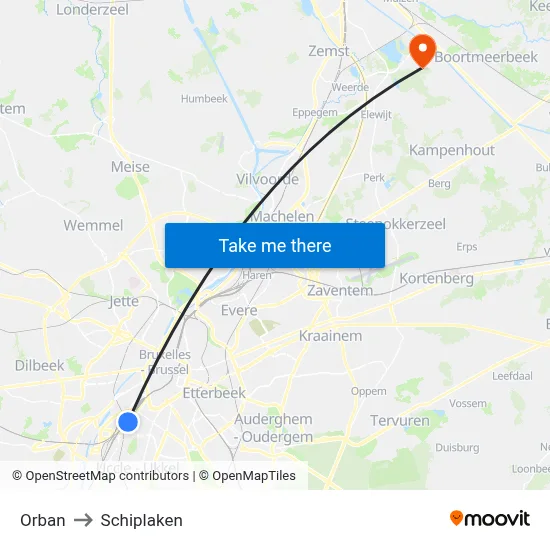 Orban to Schiplaken map