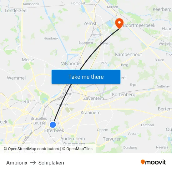 Ambiorix to Schiplaken map