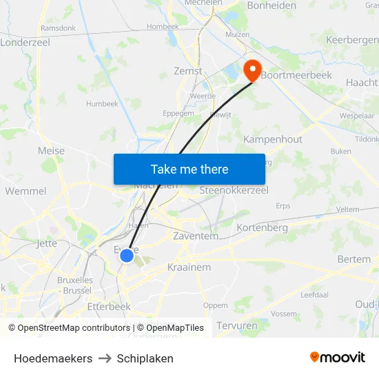Hoedemaekers to Schiplaken map