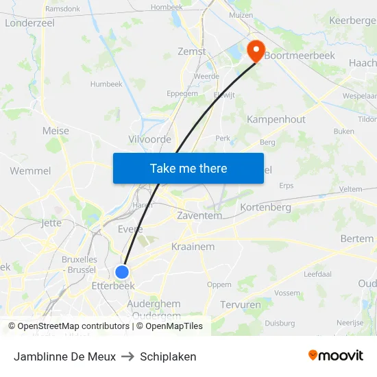 Jamblinne De Meux to Schiplaken map