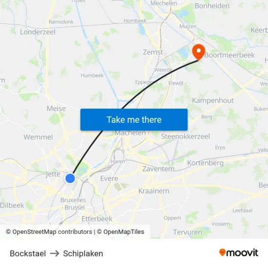 Bockstael to Schiplaken map