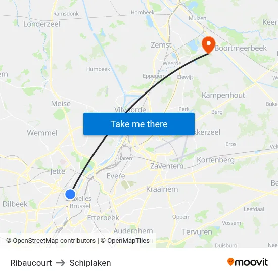 Ribaucourt to Schiplaken map