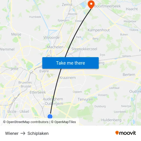 Wiener to Schiplaken map