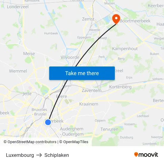 Luxembourg to Schiplaken map