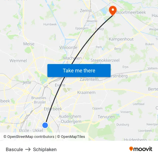 Bascule to Schiplaken map