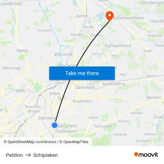 Petillon to Schiplaken map