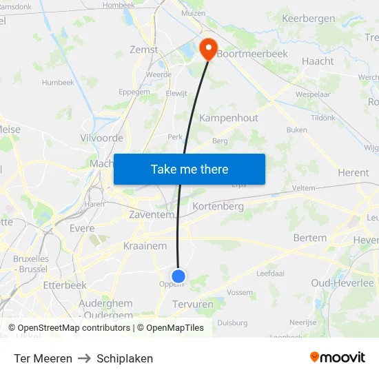 Ter Meeren to Schiplaken map