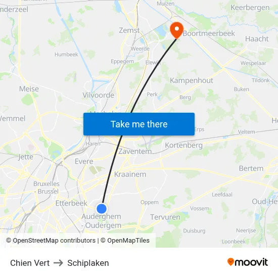 Chien Vert to Schiplaken map