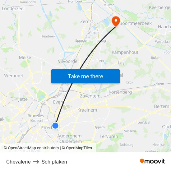 Chevalerie to Schiplaken map