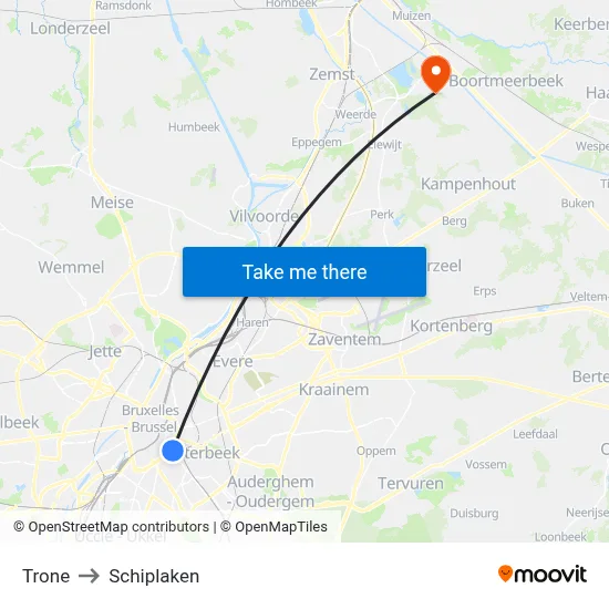 Trone to Schiplaken map
