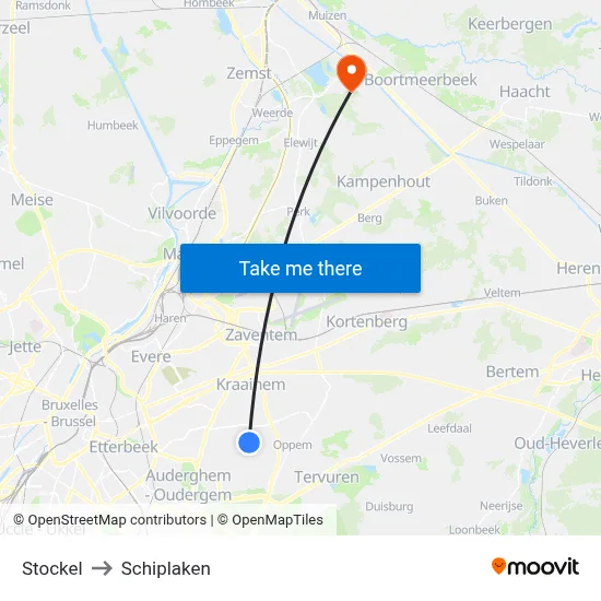 Stockel to Schiplaken map
