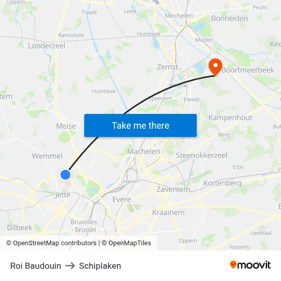 Roi Baudouin to Schiplaken map