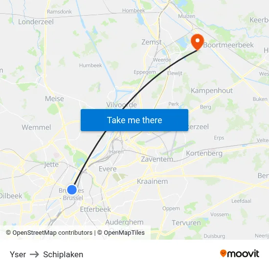Yser to Schiplaken map
