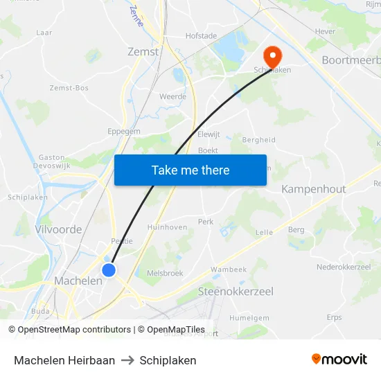 Machelen Heirbaan to Schiplaken map