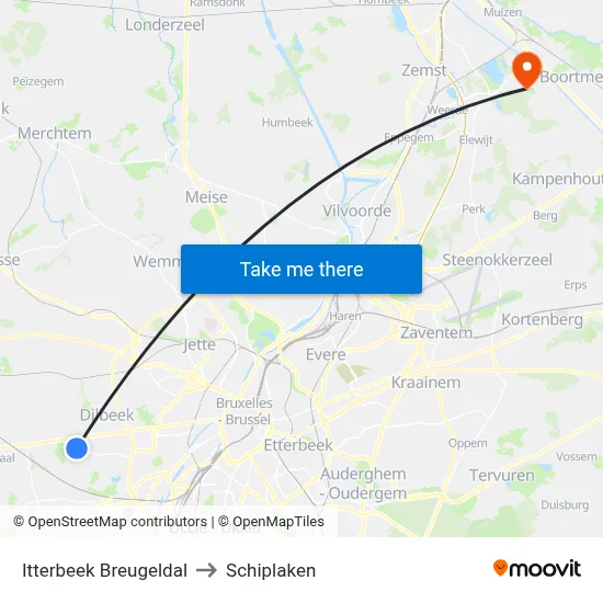 Itterbeek Breugeldal to Schiplaken map