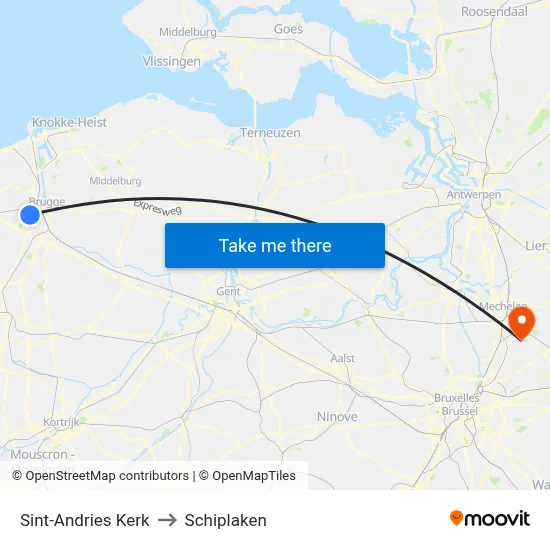 Sint-Andries Kerk to Schiplaken map