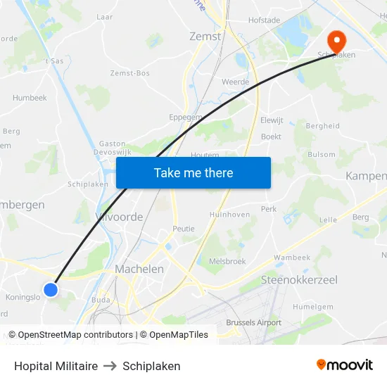 Hopital Militaire to Schiplaken map