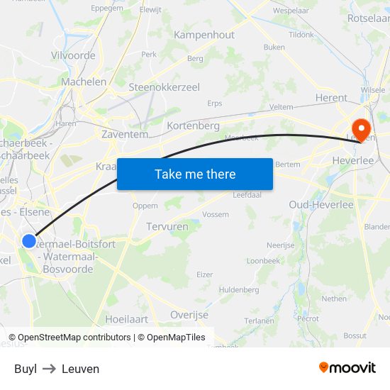 Buyl to Leuven map