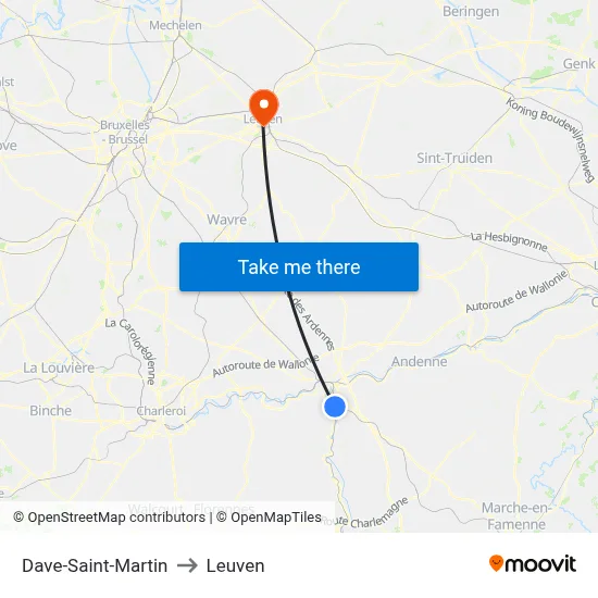 Dave-Saint-Martin to Leuven map