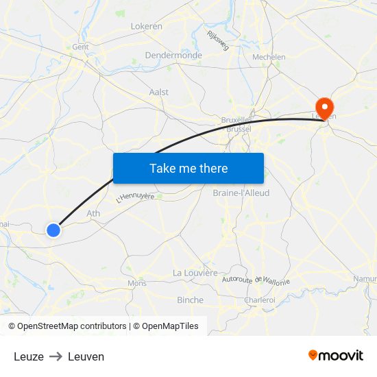 Leuze to Leuven map
