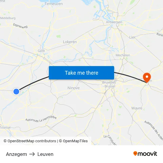 Anzegem to Leuven map