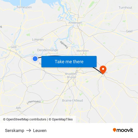Serskamp to Leuven map