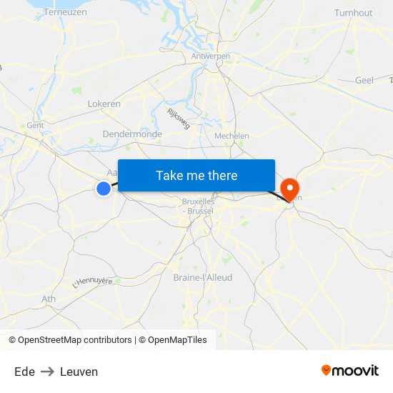 Ede to Leuven map