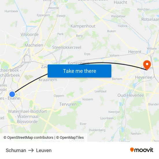Schuman to Leuven map
