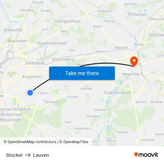 Stockel to Leuven map