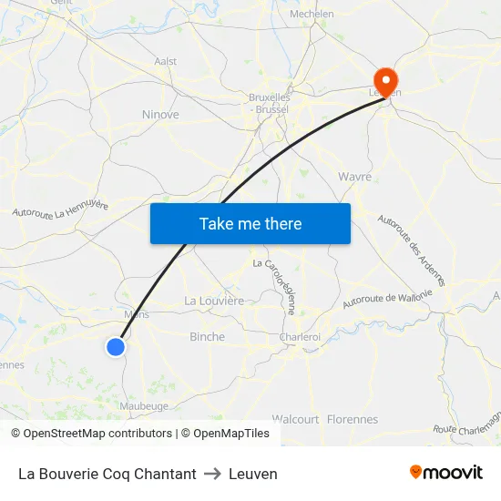 La Bouverie Singing Rooster to Leuven map