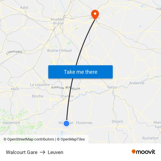 Walcourt Gare to Leuven map