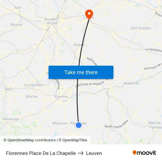 Florennes Place De La Chapelle to Leuven map