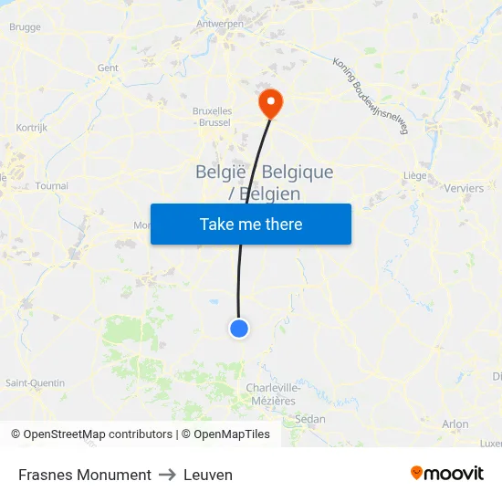 Frasnes Monument to Leuven map