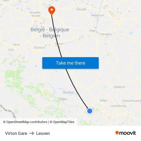 Virton Gare to Leuven map