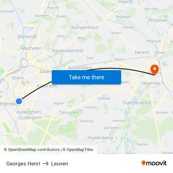 Georges Henri to Leuven map