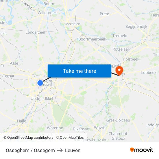 Osseghem / Ossegem to Leuven map