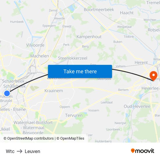 Wtc to Leuven map