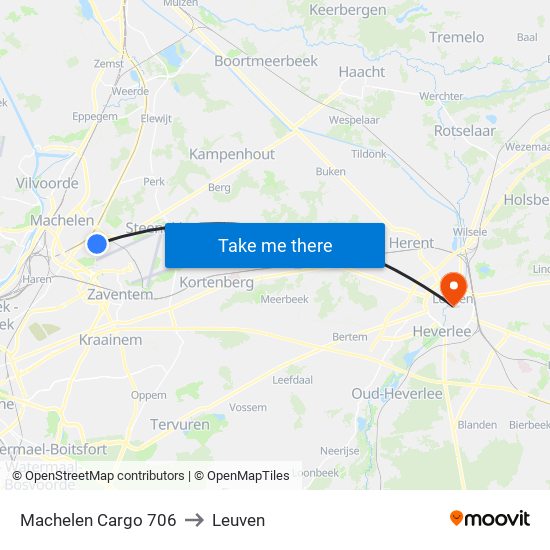 Machelen Cargo 706 to Leuven map