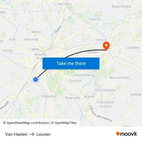 Van Haelen to Leuven map
