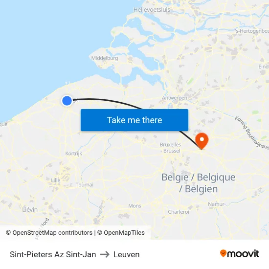 Sint-Pieters Az Sint-Jan to Leuven map
