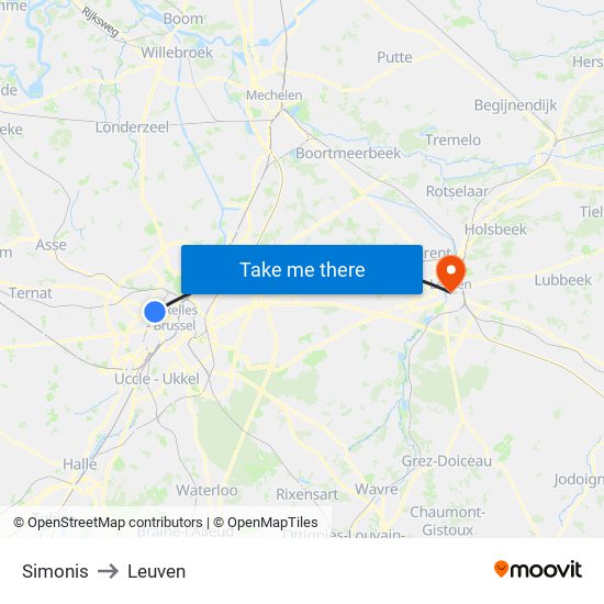 Simonis to Leuven map