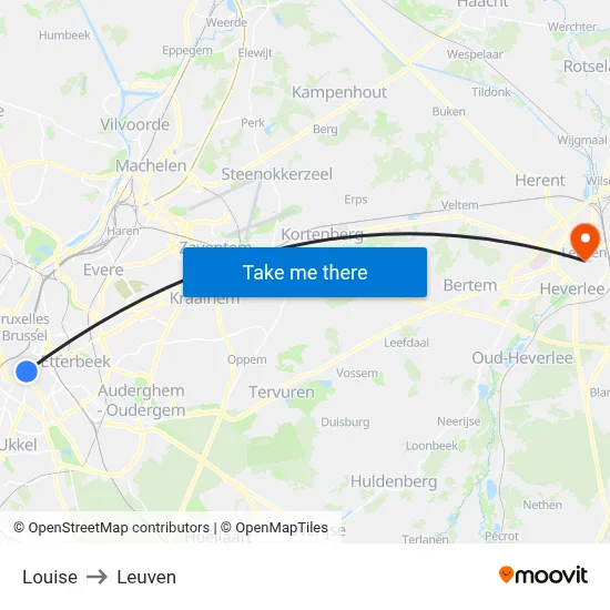 Louise to Leuven map