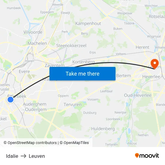 Idalie to Leuven map