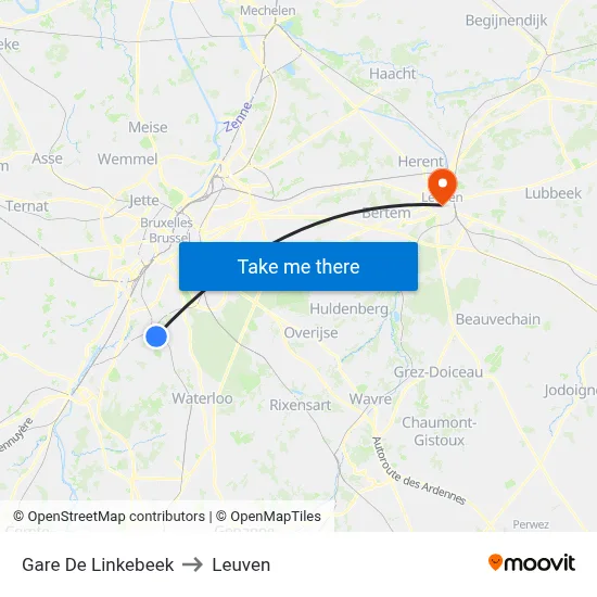 Gare De Linkebeek to Leuven map