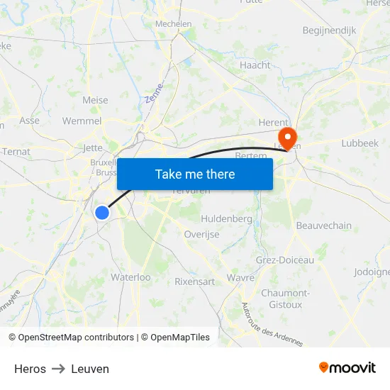 Heros to Leuven map