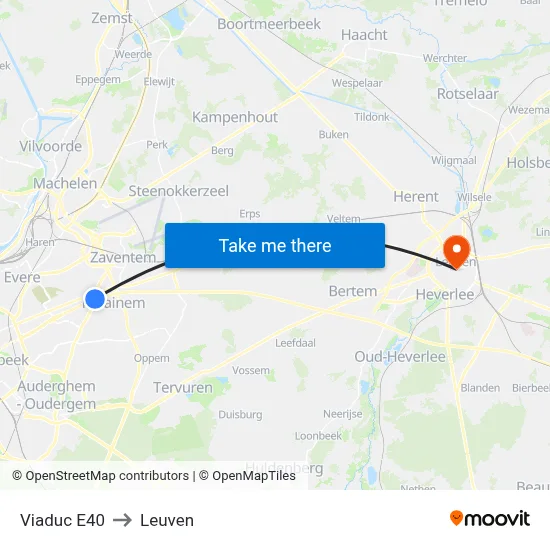 Viaduc E40 to Leuven map