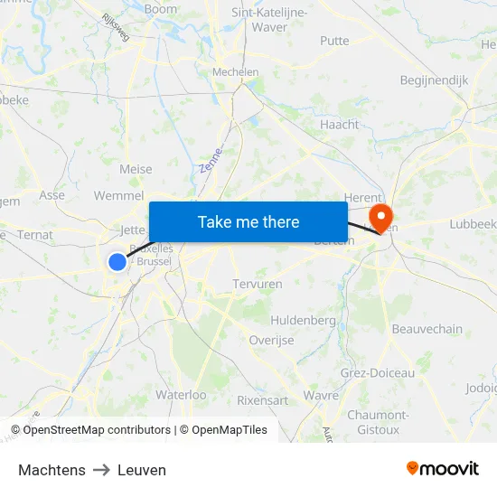 Machtens to Leuven map